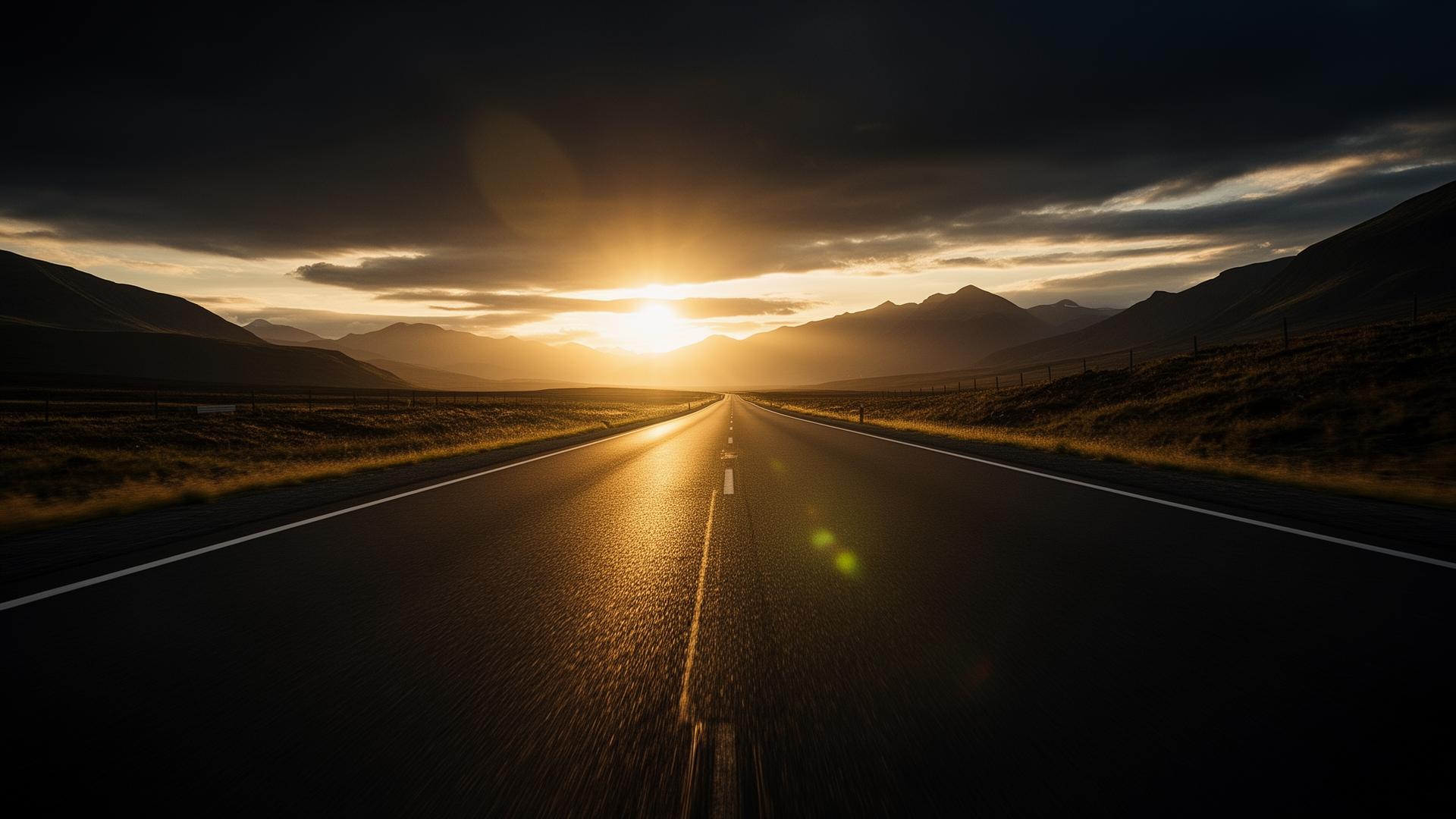 Open road at sunrise